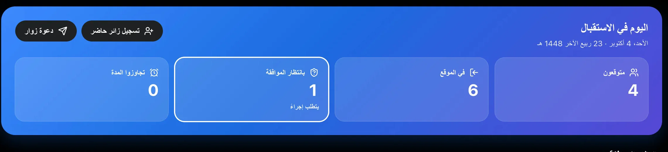 The same reception board in Arabic, right to left.